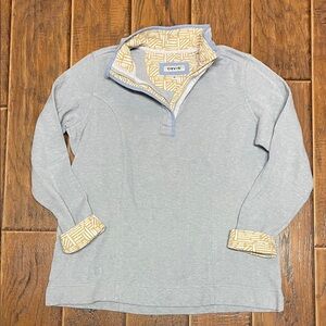 Orvis Women’s Light Blue 1/4 Zip  Pullover with Contrast Print Trim size M